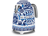 Hervidor de agua - Smeg Blu Mediterraneo D&G, 2400 W, 1.7 l, Indicador de nivel de agua, Inox, 50's Style