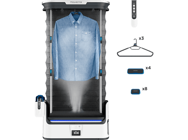 Robot de planchado - Rowenta Care For You YR4050D1, 1800 W, 2 L, Cuidado de la ropa, planchado y desinfección automáticos, Blanco y gris