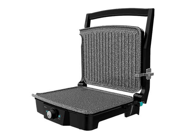 Grill - Cecotec Rock'nGrill 2000 Stone Ceramic Mix&Grill, 2000 W, Apertura 180º, Revestimiento piedra RockStone, Recogegrasas, Negro