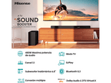 Barra de sonido - Hisense HS3100, Subwoofer Inalámbrico 6.5, Dolby Audio & DTS Virtual:X, 480 W, Negro