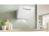 Campana decorativa - Bosch DWK67FN20, Serie 4, 4 velocidades, 431 m³/h, App Home Connect, Control Placa-Campana,60 cm, Cristal blanco