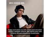 Auriculares inalámbricos - Sony WH-1000XM6, Cancelación ruido, 30h Autonomía, Hi-Res, Carga Rápida, Cómodo, Plegable, iOS/Android, Azul