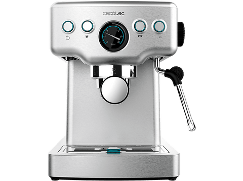 Cafetera express - Cecotec Power Espresso 20 Barista Mini, 20 bar, 1465 W, 1.8 l, 2 tazas, Manómetro, Thermoblock, Inox
