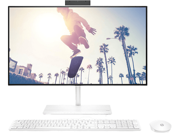 All in one - HP 27-cb0036ns, 27" Full HD, AMD Ryzen™ 7 5700U, 16GB RAM, 1TB SSD, AMD Radeon™, Sin sistema operativo, Blanco