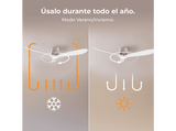 Ventilador de techo - Cecotec EnergySilence Aero 5400, Motor DC, 52 pulgadas, Mando a distancia, 6 velocidades, Blanco