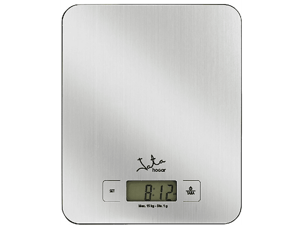 Balanza de cocina - Jata 719, 15kg, función tara, acero inoxidable