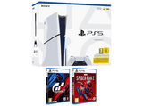 Consola - Sony PS5 Slim Standard, 1 TB SSD, 1 mando, Chasis E, Blanco + Gran Turismo 7 + Marvel's Spider-Man 2