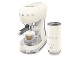 Cafetera express - Smeg ECF12CREU, 15 bar, 1350 W, 2 Tazas, Incluye Espumador de leche, Sistema de calentamiento Thermoblock, Crema