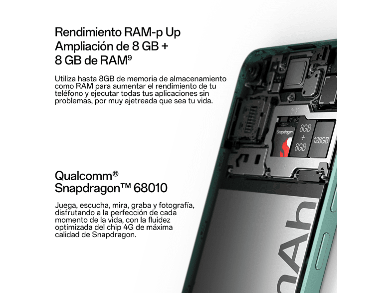 Móvil - OPPO A78  4G, Mistlack, 128 GB, 8GB RAM, 6.43 AMOLED FHD+, Qualcomm Snapdragon™ 680, 5000 mAh, Android