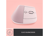 Ratón inalámbrico - Logitech Lift Vertical, Ergonómico, 4000 ppp, Botones personalizables, Multidispositivo, Windows-Mac, USB Logi Bolt, Rosa