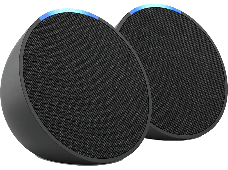 Pack de 2 Echo Pop Antracita - Altavoz inteligente wifi y Bluetooth con Alexa, de sonido potente y compacto