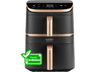 Freidora de aire - Cosori Turbo Tower Pro Smart™ Chef Edition, 2630 W, 10.8 l, 2 cestas, 30º - 230ºC, Wifi, Negro