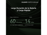 Smartwatch - Huawei Watch Ultimate, 140-210 mm, Modo campo de Golf, 14 días Autonomía, Titanio, Verde