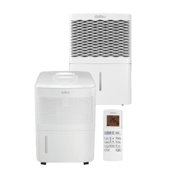 Deshumidificador - Daitsu ADD-20XB, Capacidad 20 l/d, Depósito 3.7 l, Superficie 24 m², Blanco