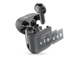 Auriculares True Wireless - CellularLine HUSH, Universal, Pantalla Táctil y Ecualizador, 42 h de reproducción, con tecnología ANC y ENC, Negro