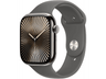 Apple Watch Series 10 (2024), GPS + Cellular, 46 mm, Gesto de doble toque, Caja de titanio Natural, Correa deportiva Gris piedra, Talla S/M