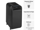 Destructora de papel - Fellowes  LX220, Minicorte 4X12 MM, Negro