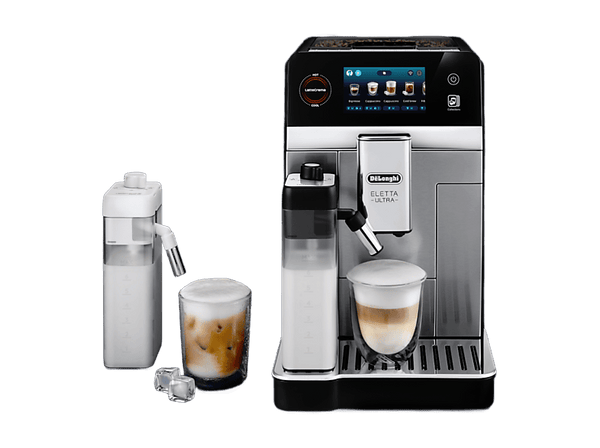 Cafetera superautomática - De'Longhi Eletta Ultra ECAM470.85.MB, 1450 W, 19 bar, Molinillo integrado, Depósito de leche, Táctil, 50 recetas, Metálico