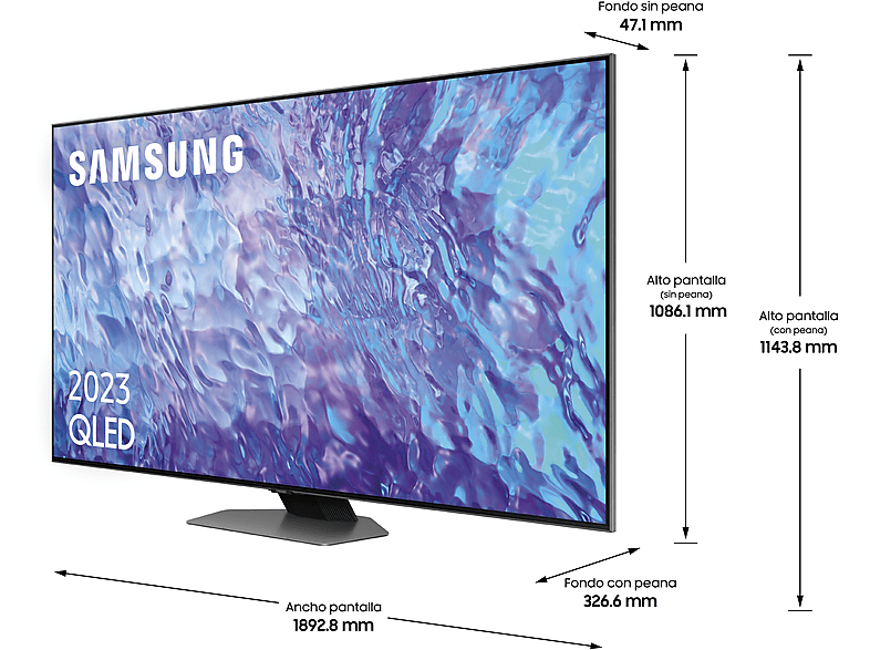 TV QLED 85 - Samsung TQ85Q80CATXXC, UHD 4K, Smart TV, Inteligencia Artificial, Quantum Dot,  Gaming Hub, DVB-T2 (H.265), Carbon Silver