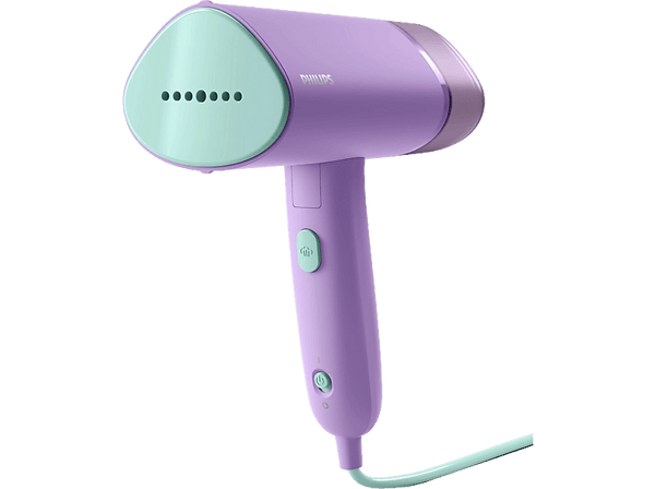 Cepillo de vapor y plancha - Philips STH3010/30, 1000 W, 2 bar, Placa de vapor metálica, Compacto y Plegable, Morado