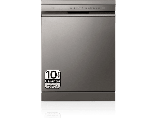 Lavavajillas - LG DF355FP, 14 servicios, 9 programas, 60 cm, LED táctil, Tercera bandeja, QuadWash™, Acero inoxidable