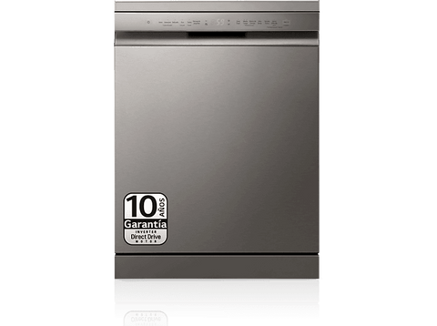 Lavavajillas - LG DF355FP, 14 servicios, 9 programas, 60 cm, LED táctil, Tercera bandeja, QuadWash™, Acero inoxidable