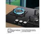 Placa de gas - Hisense GG633B, 3 zonas, 58 cm, Gas Natural, Encendido fácil, Fogón Wok, Cristal Negro