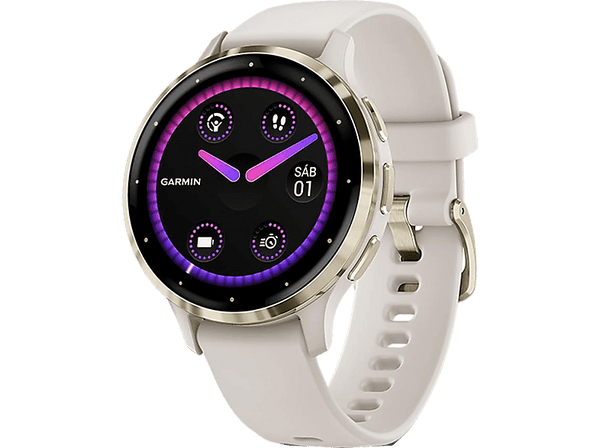 Reloj deportivo - Garmin Venu 3S, 18 mm, 1.2", Autonomía 10 días, +30 deportes, Gris oro