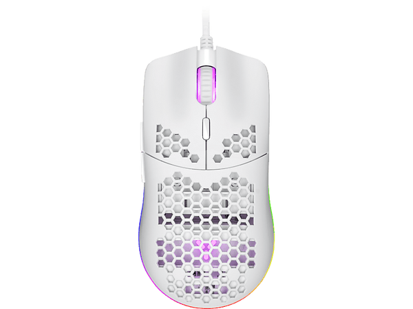 Ratón gaming - ISY IGM 4000-WT, Con cable, 7200 dpi,  LEDs RGB, Diseño de panal, Blanco