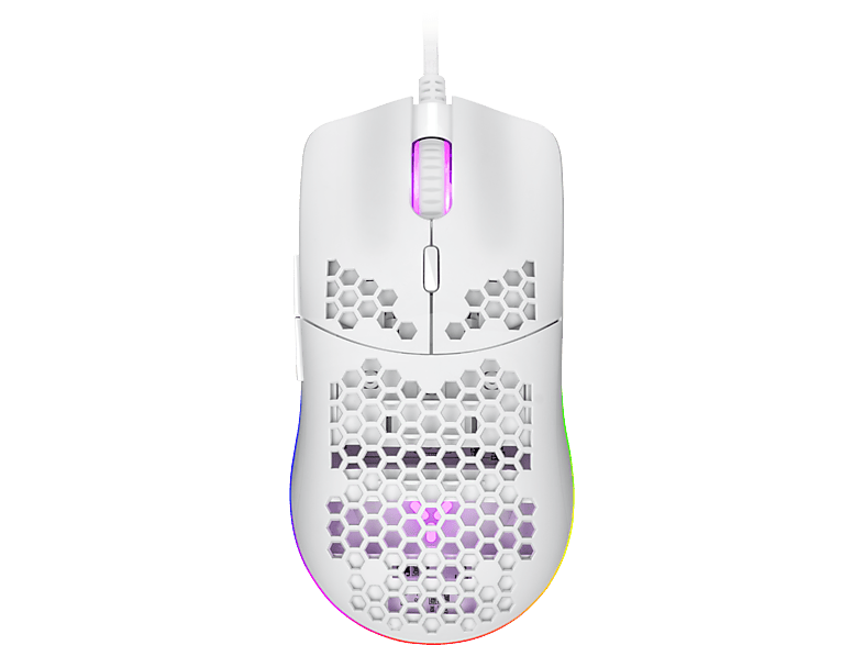 Ratón gaming - ISY IGM 4000-WT, Con cable, 7200 dpi,  LEDs RGB, Diseño de panal, Blanco