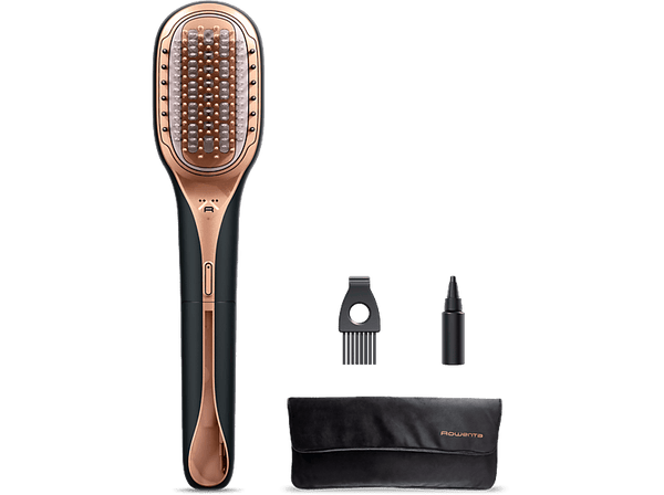 Cepillo de pelo reparador - Rowenta Hair Therapist™ CF9940F0, Repara la fibra capilar, Tecnología Thermal Care, Revestimiento Keratin, Negro