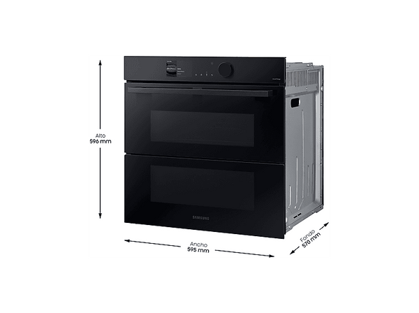 Horno a vapor - Samsung NV7B6795JAK/U1 Dual Cook Steam™, Multifunción, Pirolítico, 76 l, 59.5 cm, WiFi, Puerta Fléxible, Negro