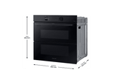 Horno a vapor - Samsung NV7B6795JAK/U1 Dual Cook Steam™, Multifunción, Pirolítico, 76 l, 59.5 cm, WiFi, Puerta Fléxible, Negro