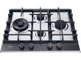 Placa gas - Haier Series 4 HAHG6D5TX, 4 Quemadores, Gas natural, Zona grande 13.8cm, Rejillas hierro fundido, Preciflame, 60 cm, Inox