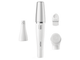 Depiladora facial  - Braun FaceSpa 810, Depilación y sistema de limpieza facial, Wet&Dry, Blanco/Plata