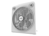 Ventilador de sobremesa - Koenic KTF 305026 ES Box Fan, 50 W, 12'', 5 aspas, Rejilla giratoria, Temporizador 120 min, 3 velocidades, Blanco