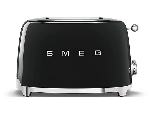 Tostadora - Smeg TSF01BLEU, 950 W, 2 rebanadas, 2 ranuras, 50's Style, Acabado brillante, Negro