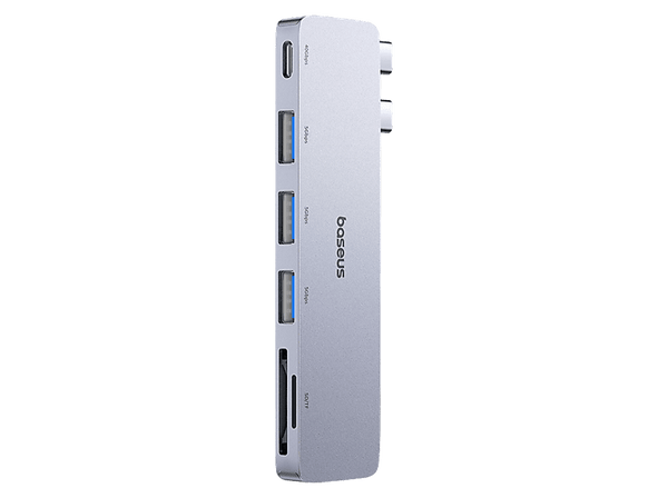 Hub - Baseus UltraJoy Series 6 en 1, Conexión Tipo C, Transferencia ultrarrápida 40 Gbps, Universal, Gris espacial