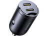 Cargador coche - Baseus Tiny Star Mini, 30W, 2x Tipo-C, Carga rápida, Multidispositivo, Con pestaña de extracción, Universal, Negro Cosmic