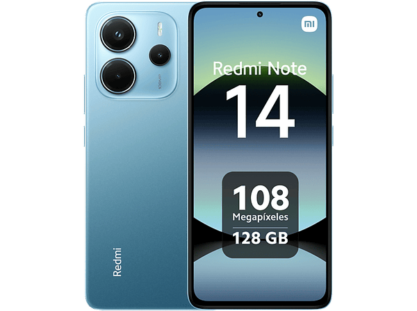 Móvil - Xiaomi Redmi Note 14, Azul océano, 128 GB, 6 GB RAM, 6.67" AMOLED FHD+, MediaTek Helio g99-Ultra, 5500 mAh