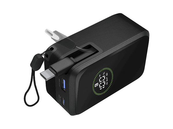 Powerbank - CellularLine Roller, 10000 mAh, Carga rápida, 45 W, 72 horas, USB-C, USAB-A, Negro