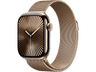 Apple Watch Series 10 (2024), GPS + Cellular, 42 mm, Gesto de doble toque, Caja de titanio Oro, Correa Milanese Loop Oro