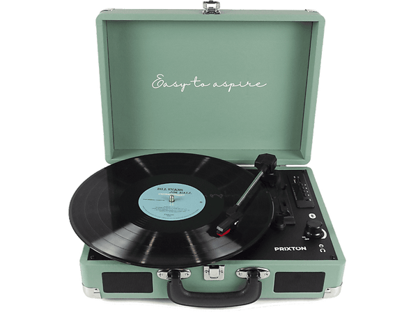 Tocadiscos - Prixton VC400, 78 rpm, Bluetooth, USB, 2 Altavoces 3W,  Digitalizador de vinilos, Verde