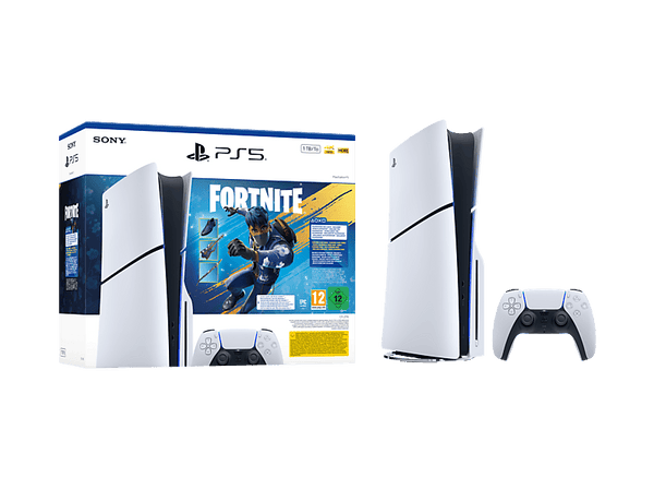 Consola - Sony PS5 Slim Standard, 1 TB SSD, 4K, 1 mando, Chasis E, Blanco + Pack Fortnite Flowering Chaos (código de descarga)