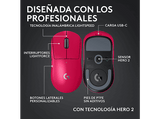Ratón gaming - Logitech G Pro X Superlight 2C, Inalámbrico, 44.000ppp, Bluetooth-Lightspeed, Interruptores, PC-Mac, Botones personalizables, Rosa