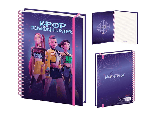 Libreta - Pyramid K-Pop Demon Hunters Huntrix, Tamaño A4 (31× 21.5 cm.), Tapa dura, 60hojas