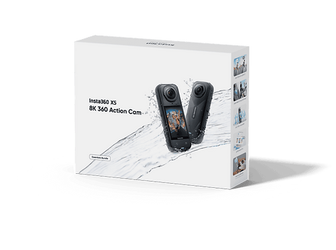 Cámara deportiva - Insta360 X5 Estándar, 8K, 360º, 185 min Autonomía, Vídeo HDR Activo 5,7K a 60 fps, Negro