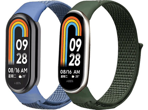 Pack Correas - Friendly License FRSWB095, Nylon, Tamaño Muñeca 15-21 cm, Compatible con Xiaomi 9  y 8, Azul y Verde