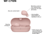 Auriculares True Wireless - Sony WFC710NP, Cancelación de ruido (Noise cancelling), Estuche carga rápida (40h), Inalámbricos, ANC, Bluetooth, Rosa