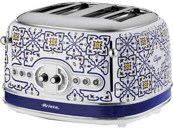 Tostadora - Ariete Capri, 1630W, 4 Ranuras, 4 Rebanadas, 6 Niveles de Tostado, Azul/Blanco